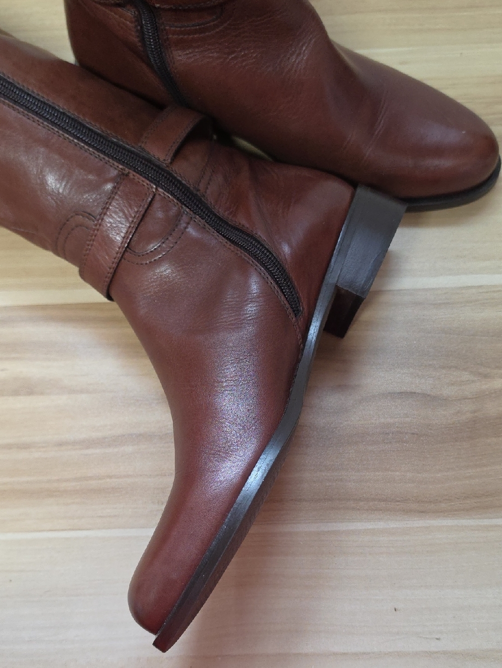Garnet Hill Brown Italy Women's Riding Boot Zipper Low Heel Size 9.5 - Picture 4 of 12